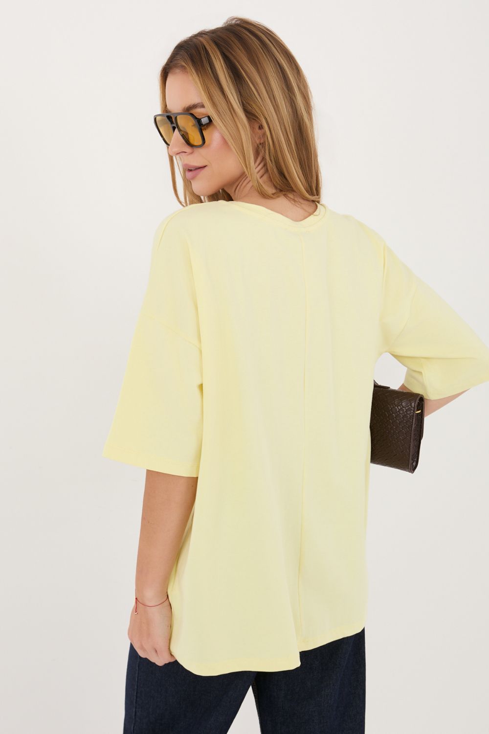 Rue Paris Light Yellow Short Sleeve Cotton T-Shirt - view 4