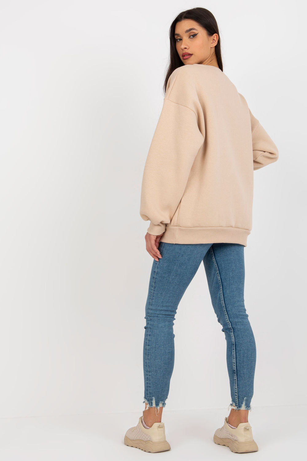 Ex Moda Beige Long Sleeve Cotton Sweatshirt - view 2