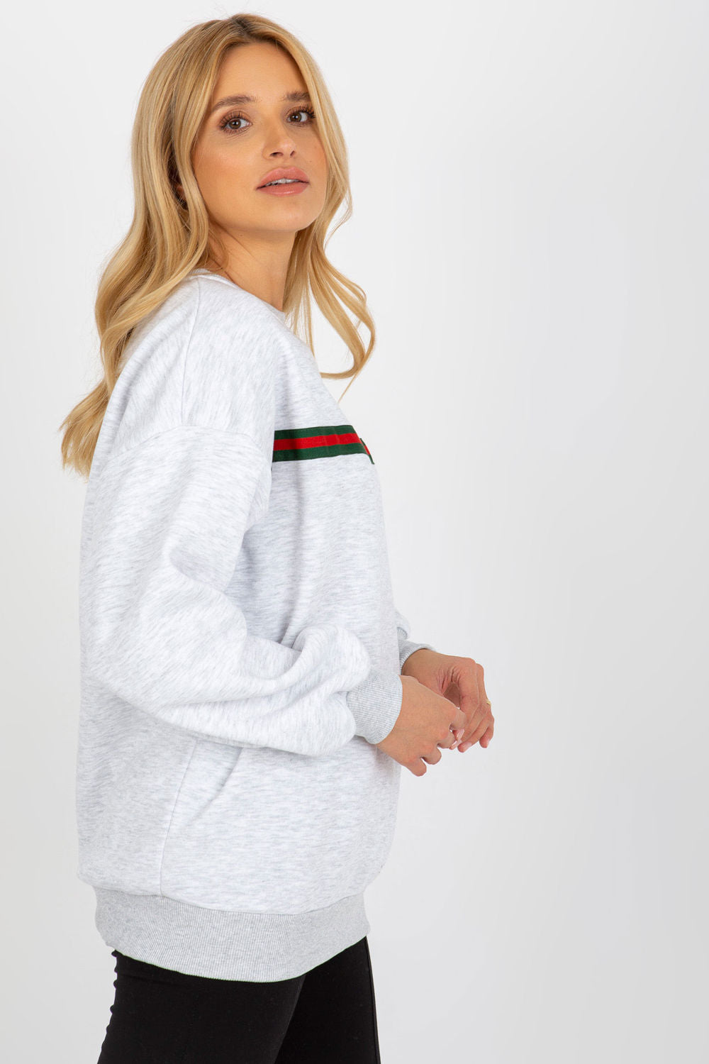 Ex Moda Light Grey Long Sleeve Cotton Sweatshirt - view 2