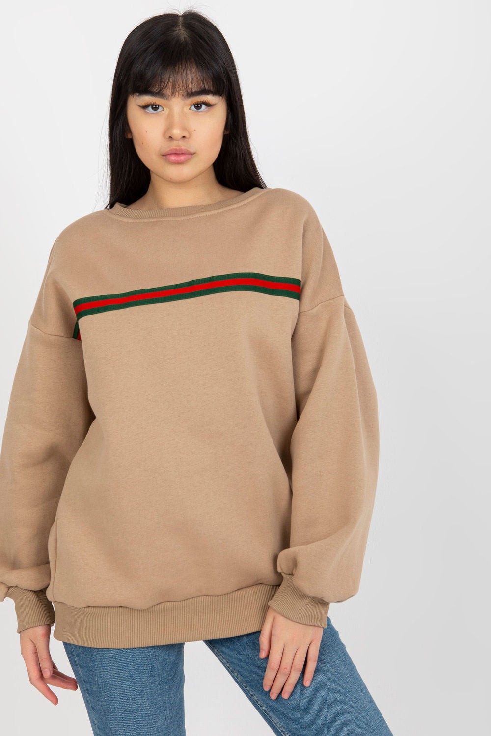 Ex Moda Dark Beige Long Sleeve Cotton Sweatshirt