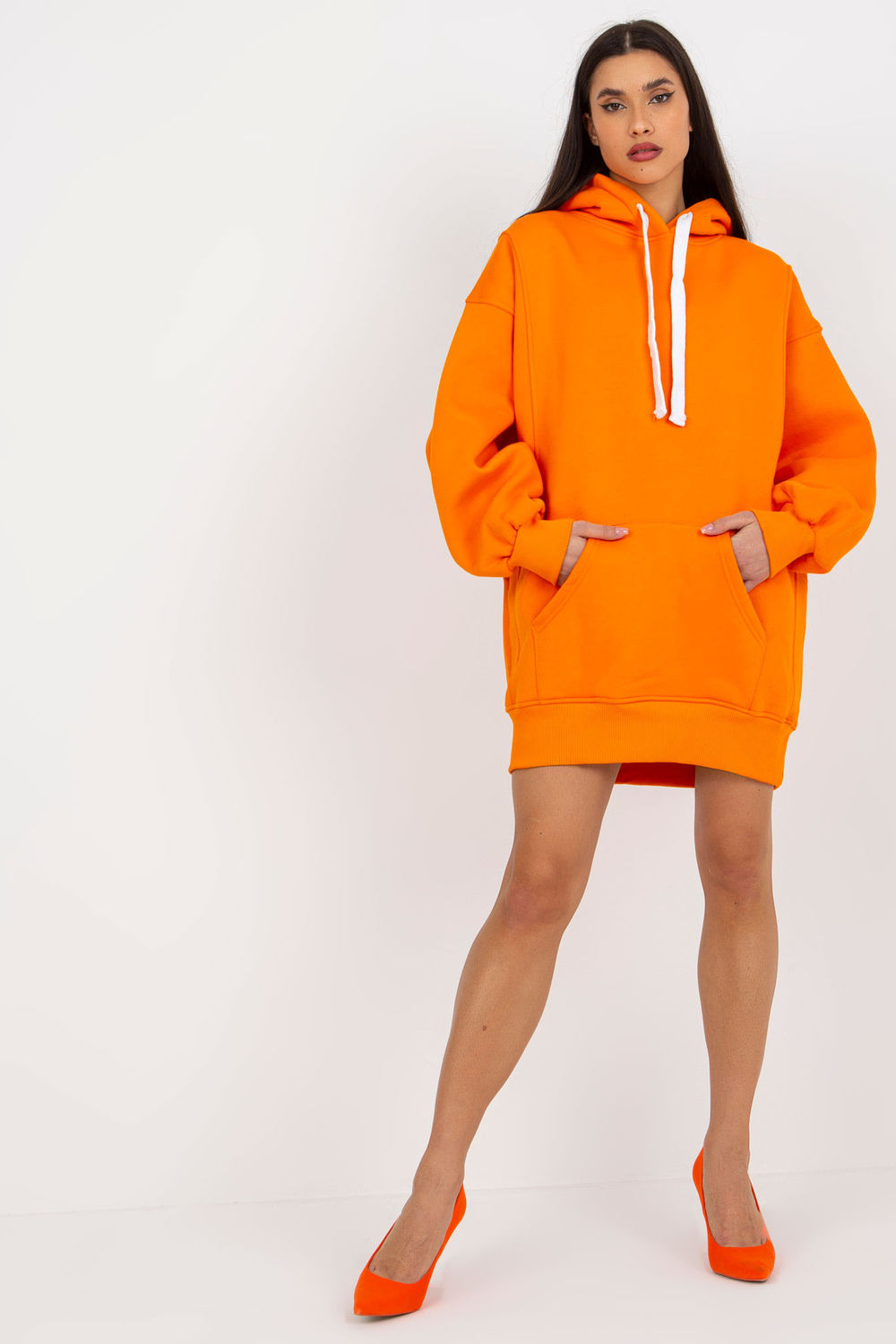 Ex Moda Orange Hooded Long Sleeve Sweatshirt