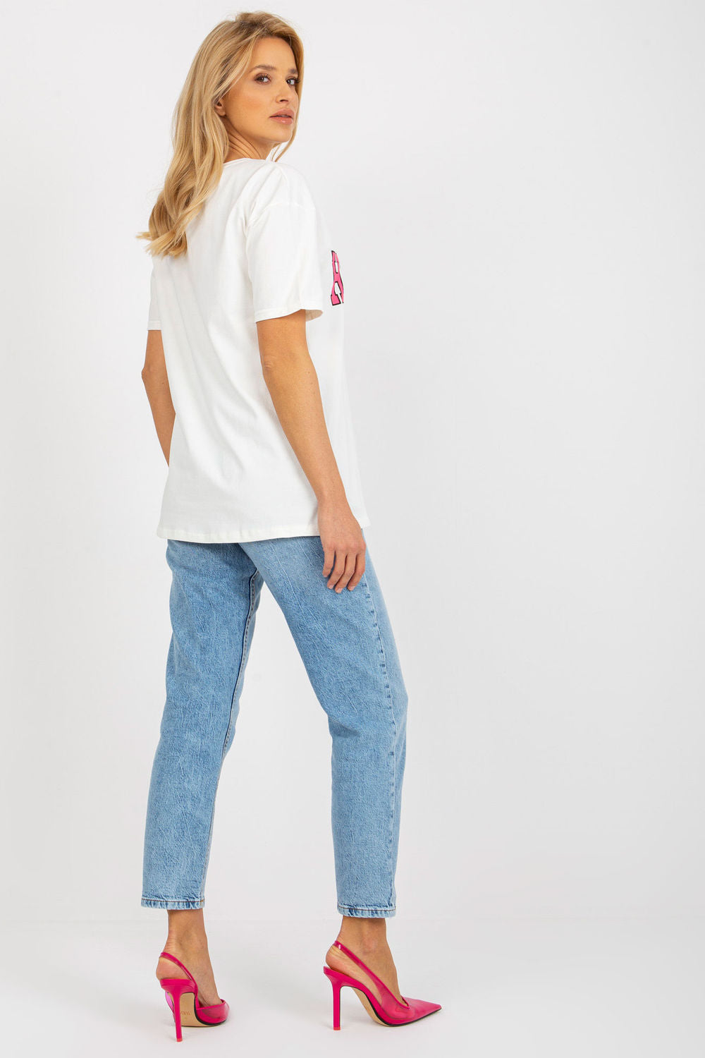 Ex Moda Ecru Short Sleeve Cotton T-Shirt - view 3