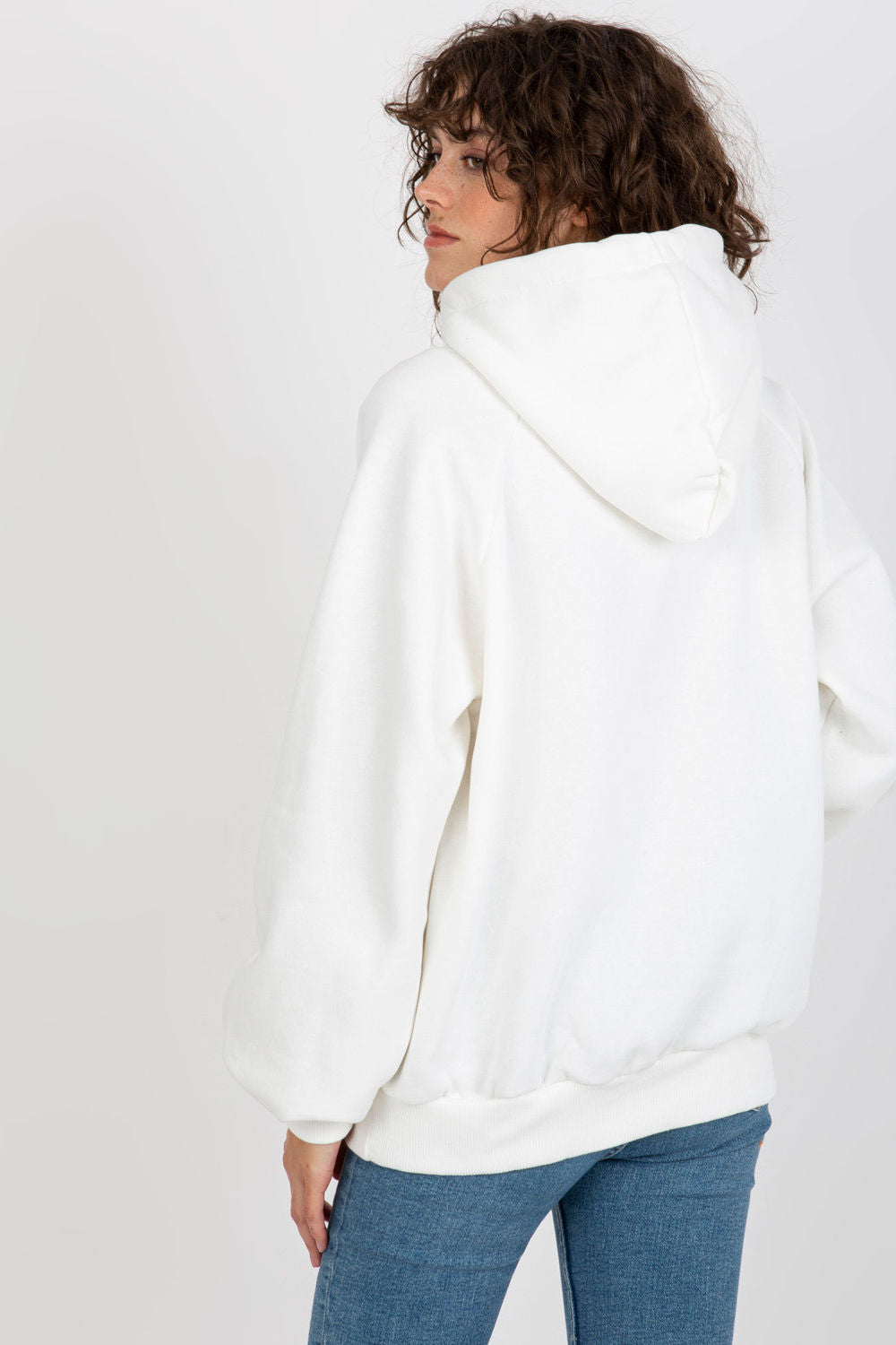 Ex Moda Ecru Oversized Hooded Long Sleeve Sweatshirt - view 3