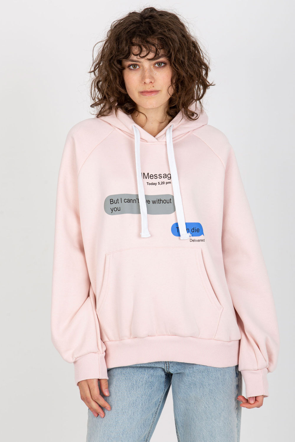 Ex Moda Light Pink Oversized Hooded Sweatshirt
