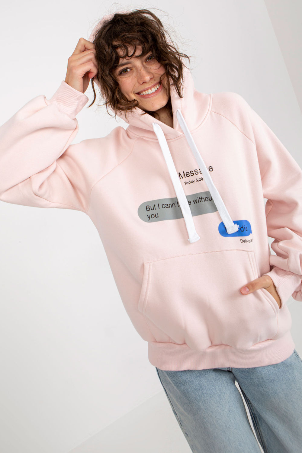 Ex Moda Light Pink Oversized Hooded Sweatshirt - view 2