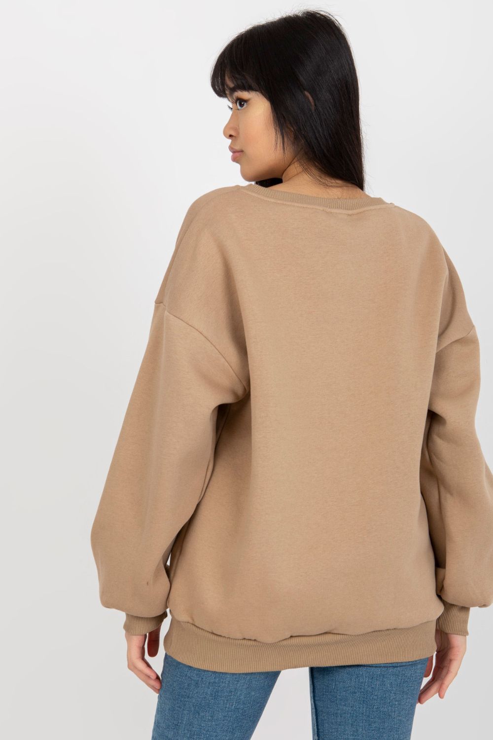 Ex Moda Dark Beige Long Sleeve Cotton Sweatshirt - view 3