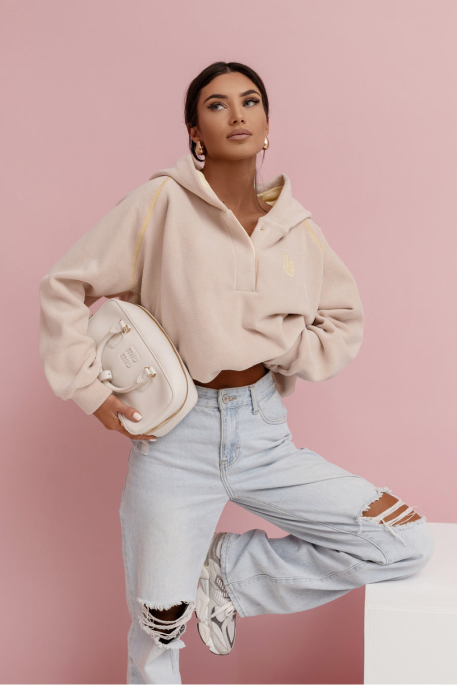 LaBalancia Loom Beige Cotton Sweatshirt