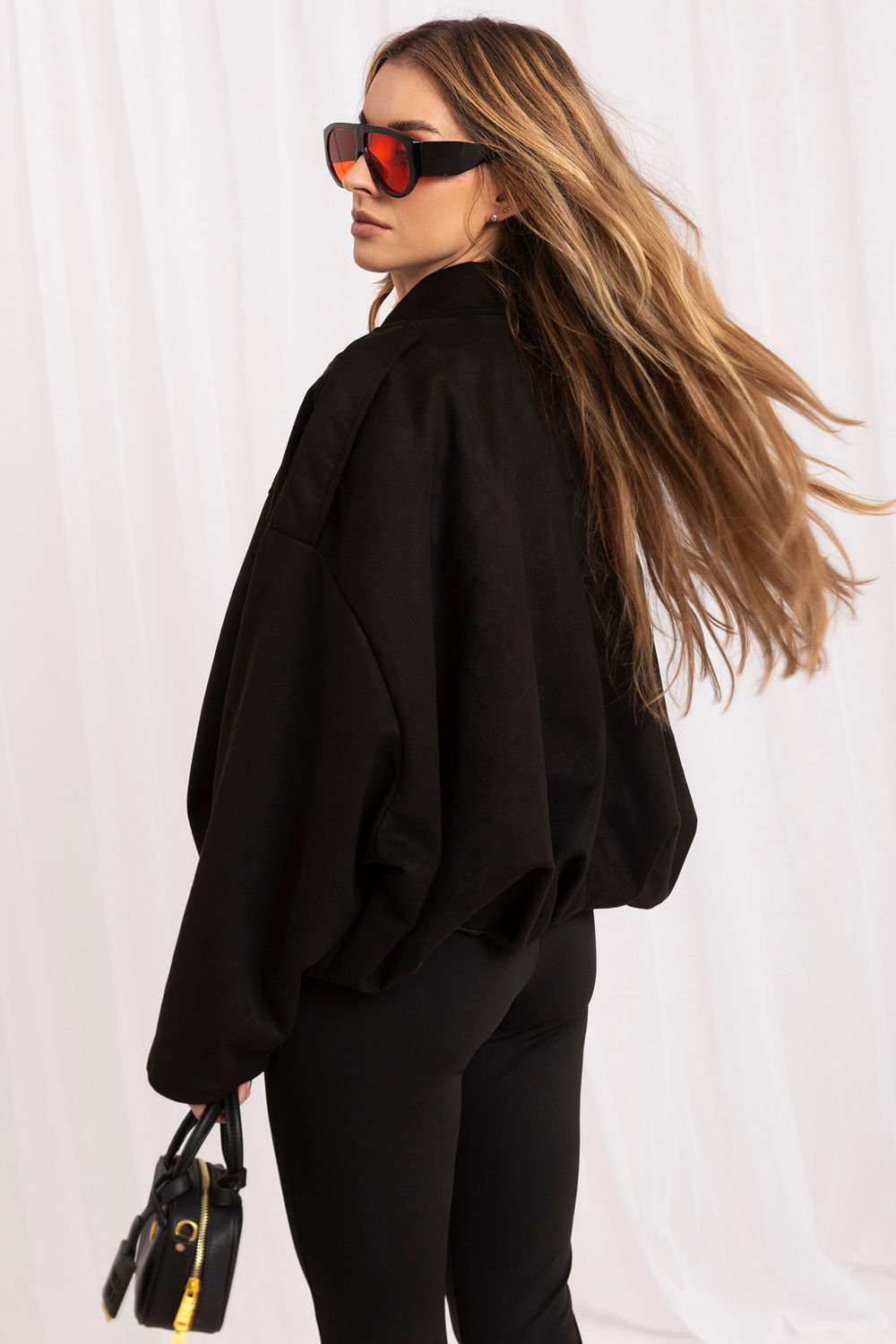 Italy Moda Black Suede Zip Up Jacket - view 3