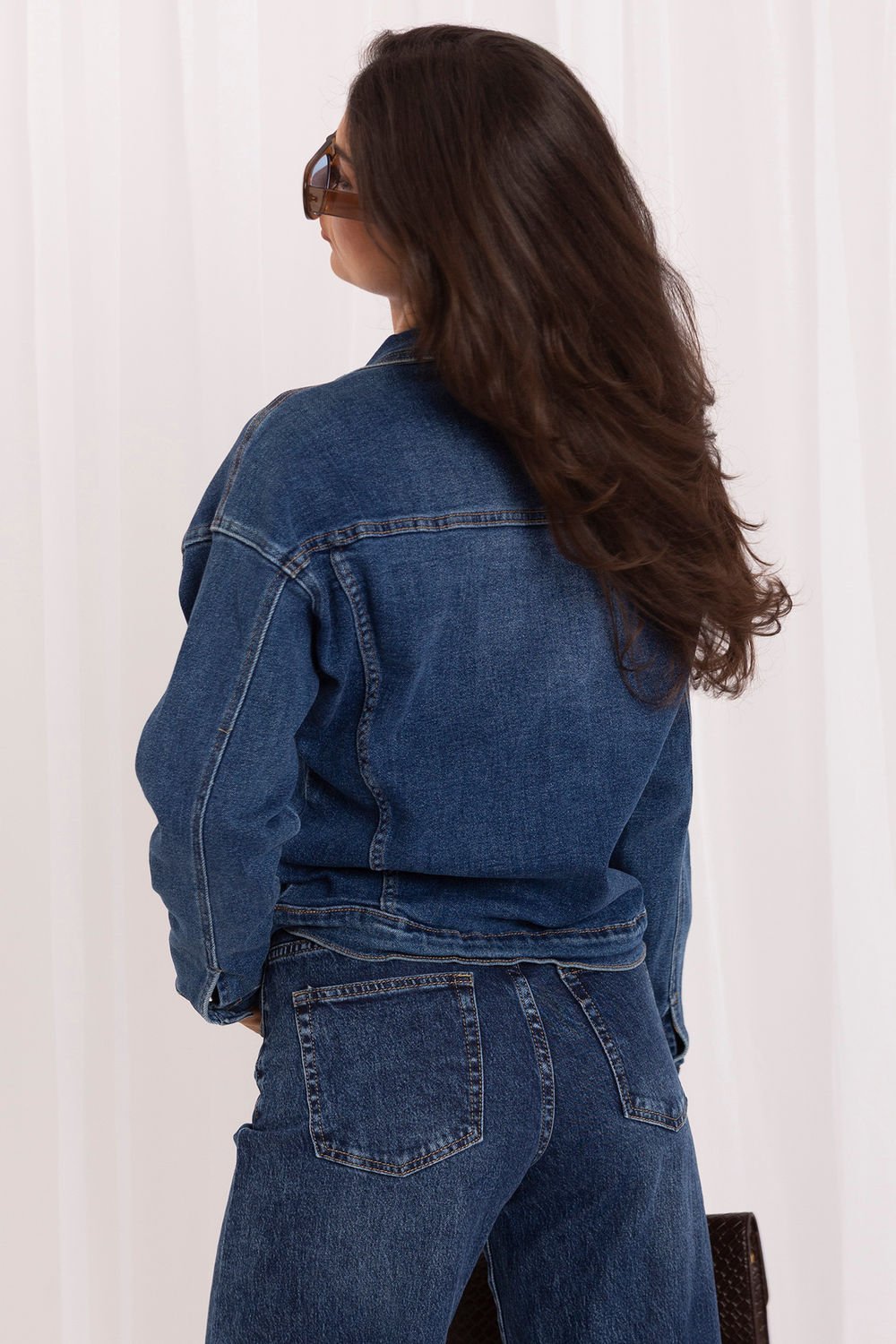 Italy Moda Dark Blue Cotton Denim Jacket - view 3