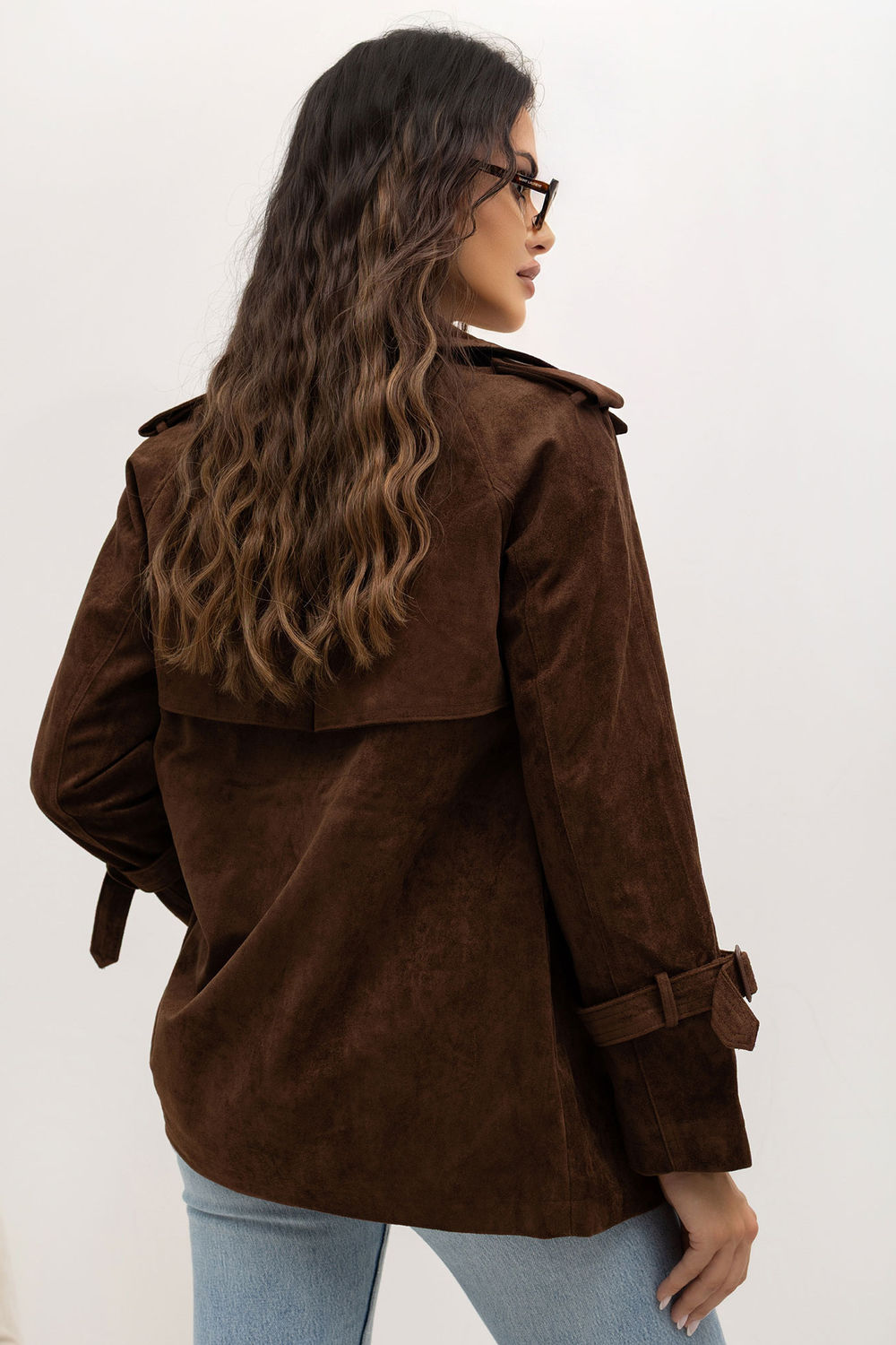 Italy Moda Brown Suede Coat - view 3