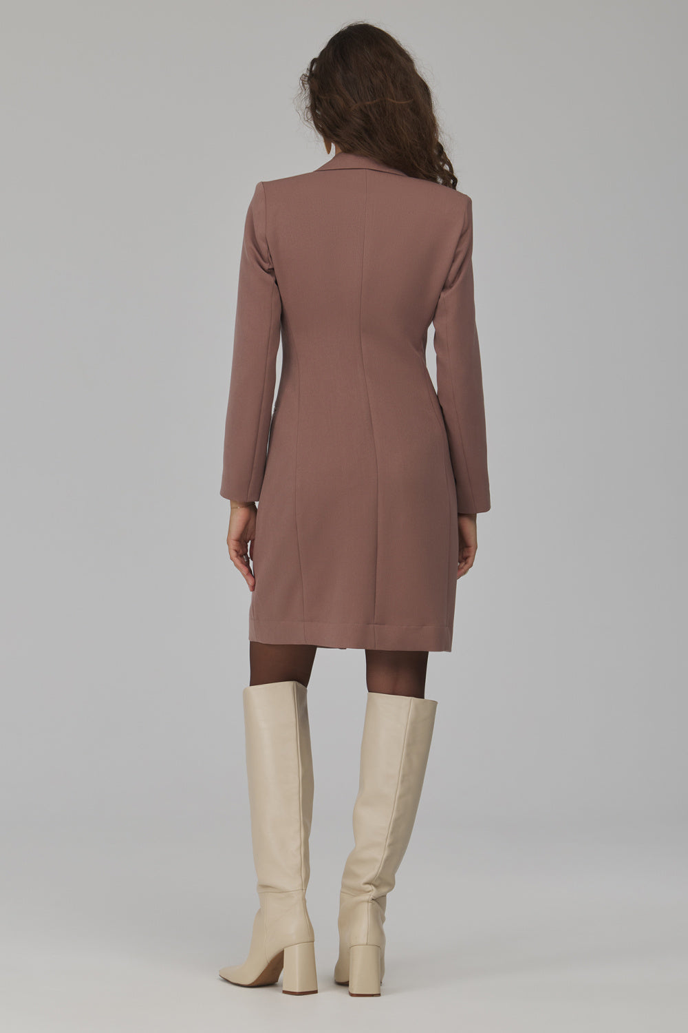 Nife Cappuccino Bodycon V-Neck Dress - view 3