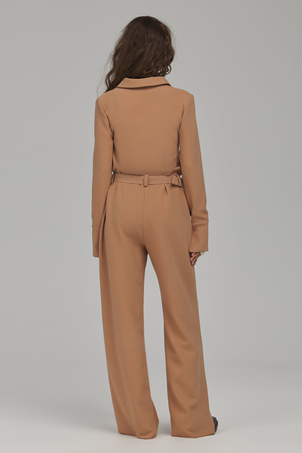 Nife Caramel Wide Leg Long Sleeve Jumpsuit - view 3