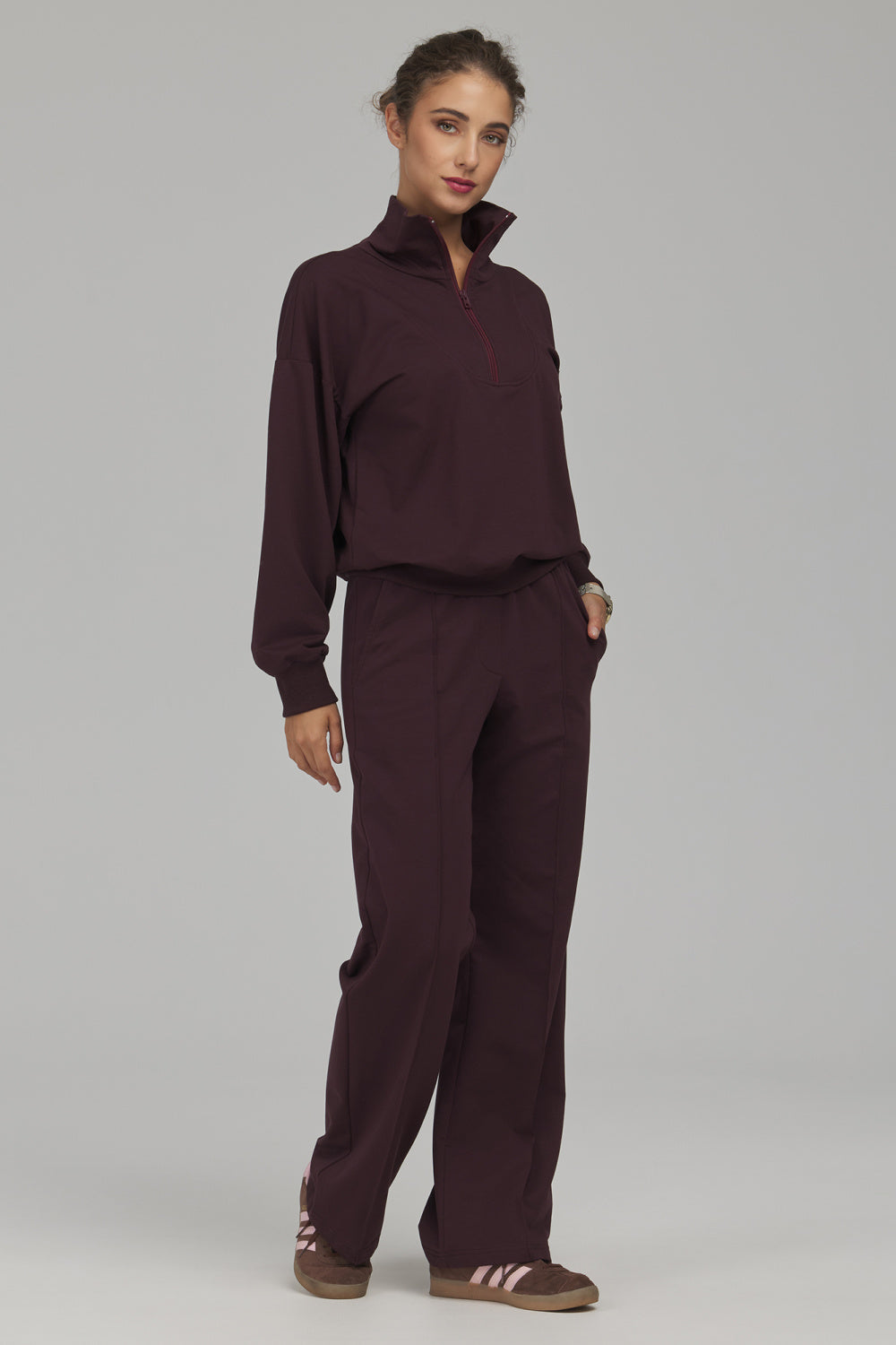 Nife Plum Long Sleeve Cotton Sweatshirt - view 2