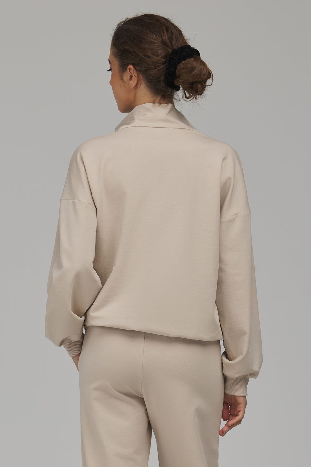 Nife Beige Long Sleeve Cotton Sweatshirt - view 3