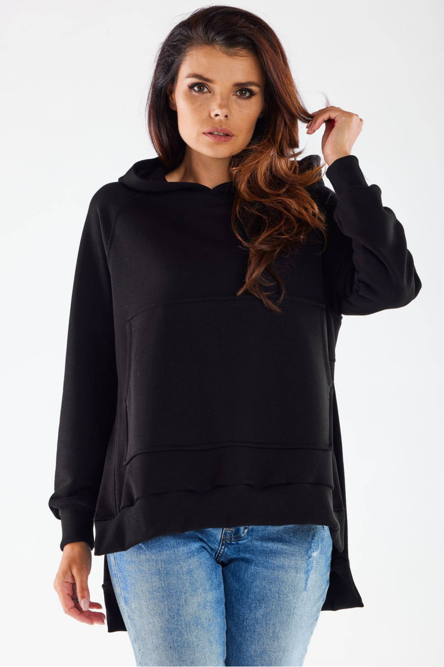 Infinite You Black Oversized Hooded Long Sleeve Cotton Sweatshirt
