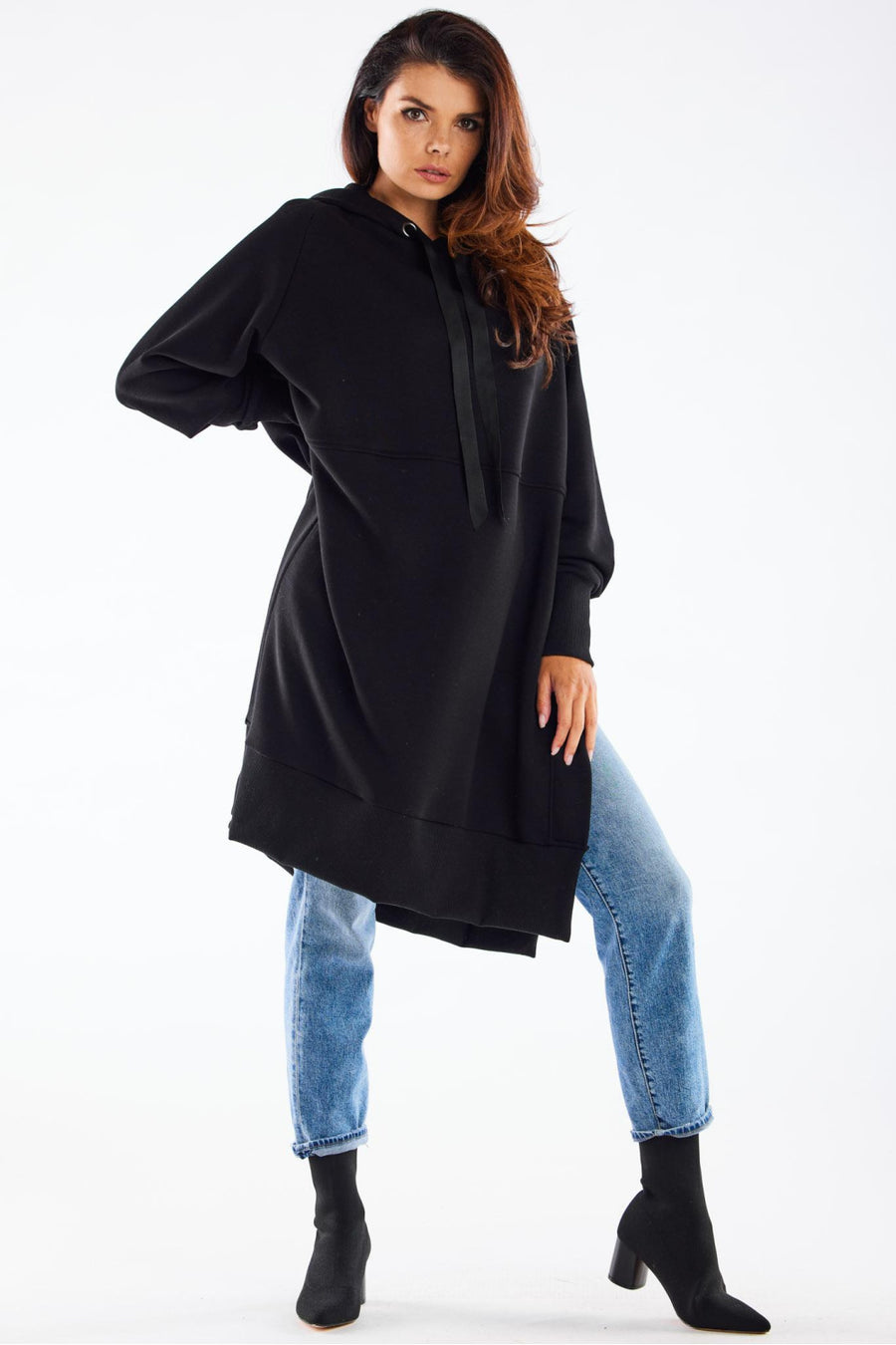 Infinite You Black Oversized Hooded Sweatshirt