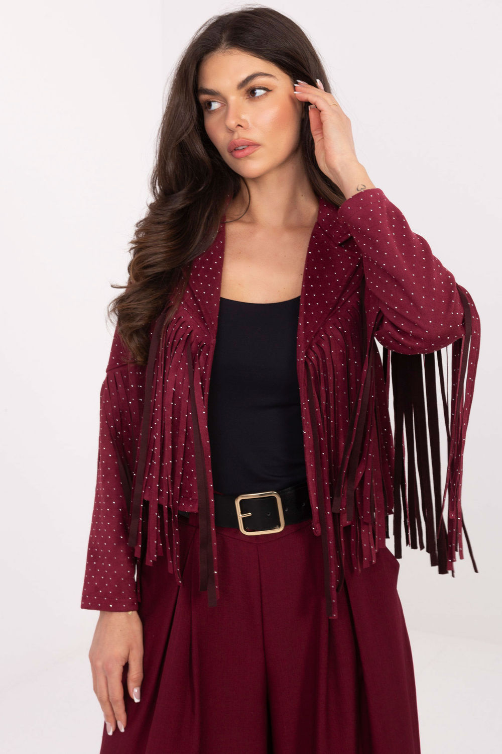 Italy Moda Burgundy Collared Jacket