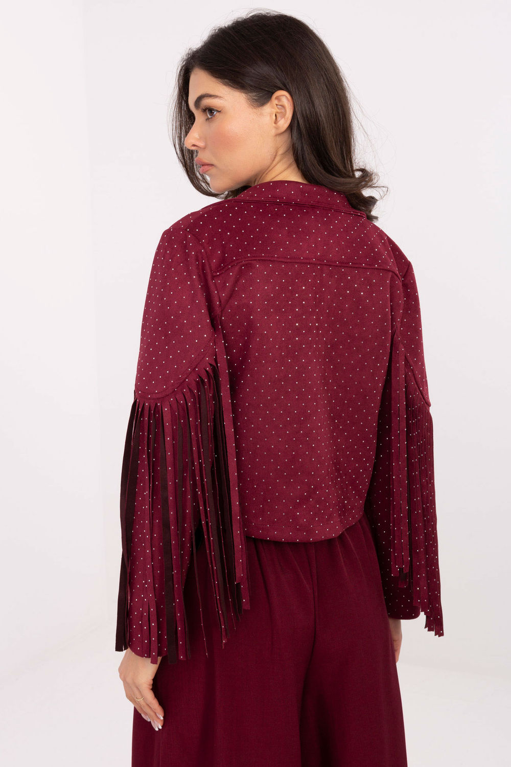 Italy Moda Burgundy Collared Jacket - view 3