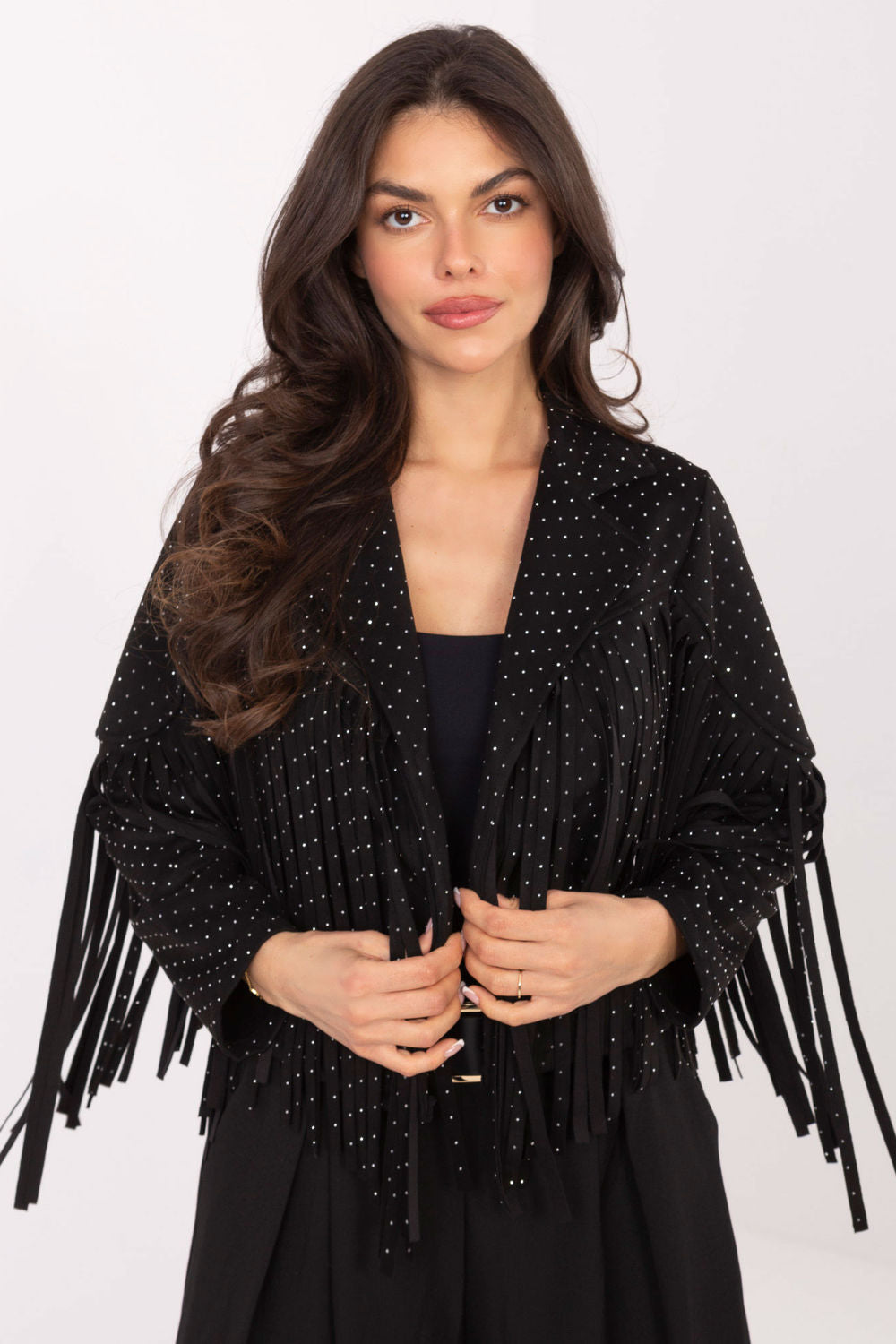 Italy Moda Black Collared Jacket