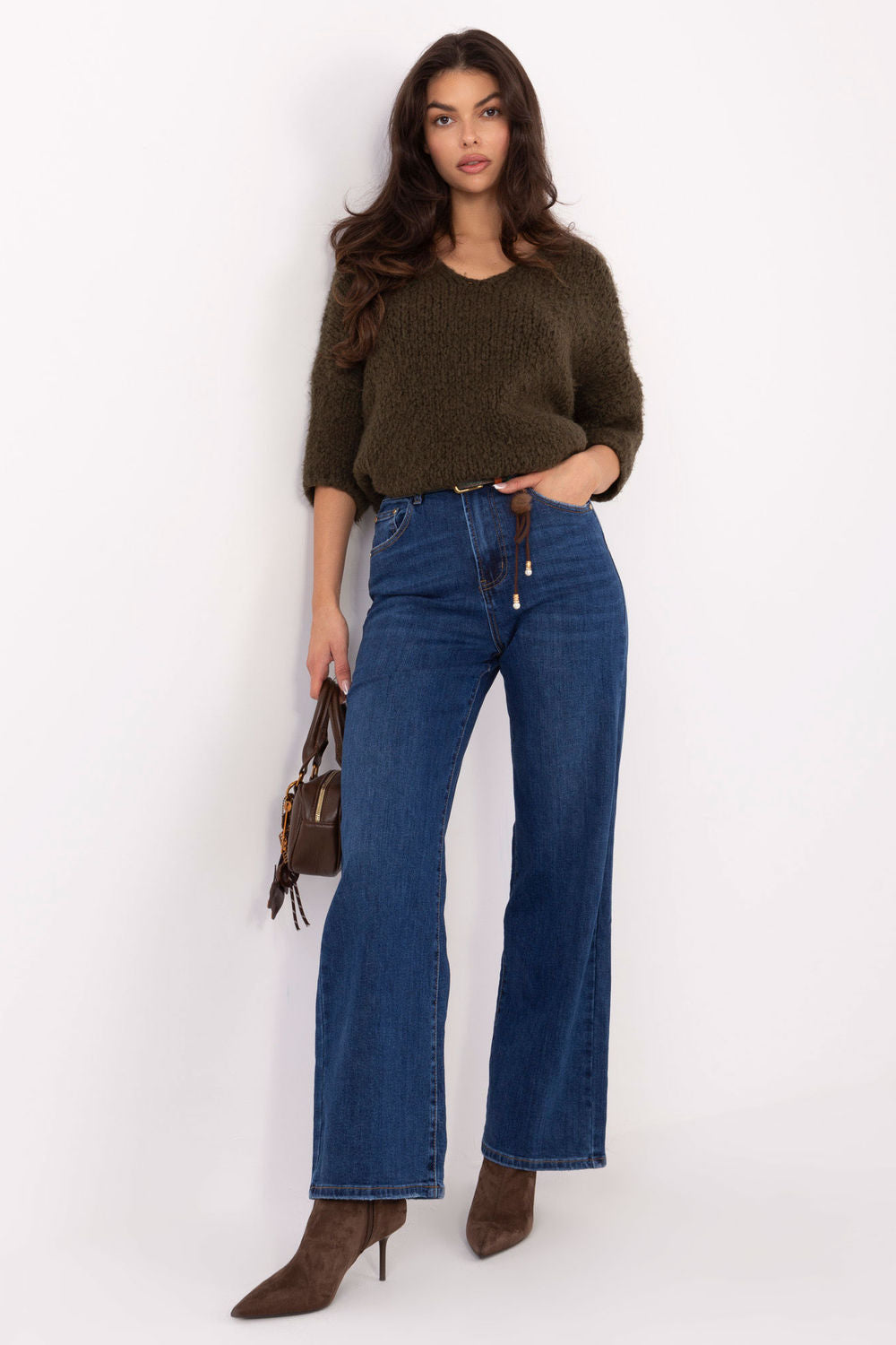 Italy Moda Khaki Long Sleeve Jumper - view 2