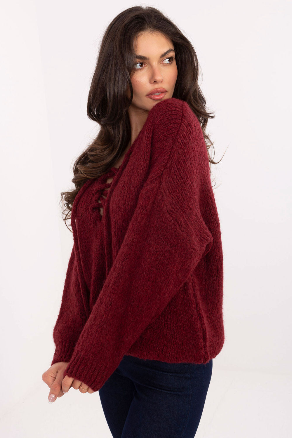 Italy Moda Burgundy Long Sleeve Jumper - view 2
