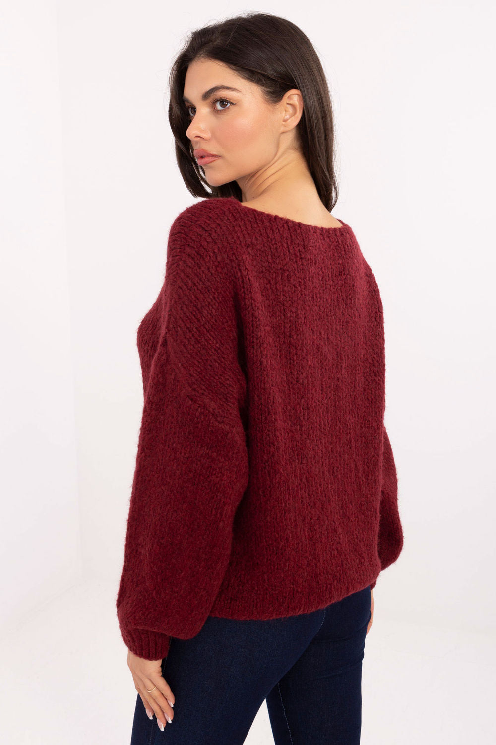 Italy Moda Burgundy Long Sleeve Jumper - view 3