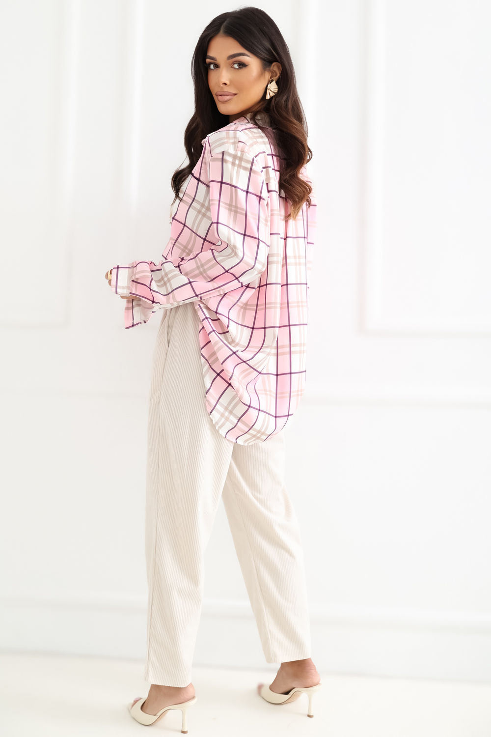 Italy Moda Light Pink Collared Long Sleeve Top - view 3