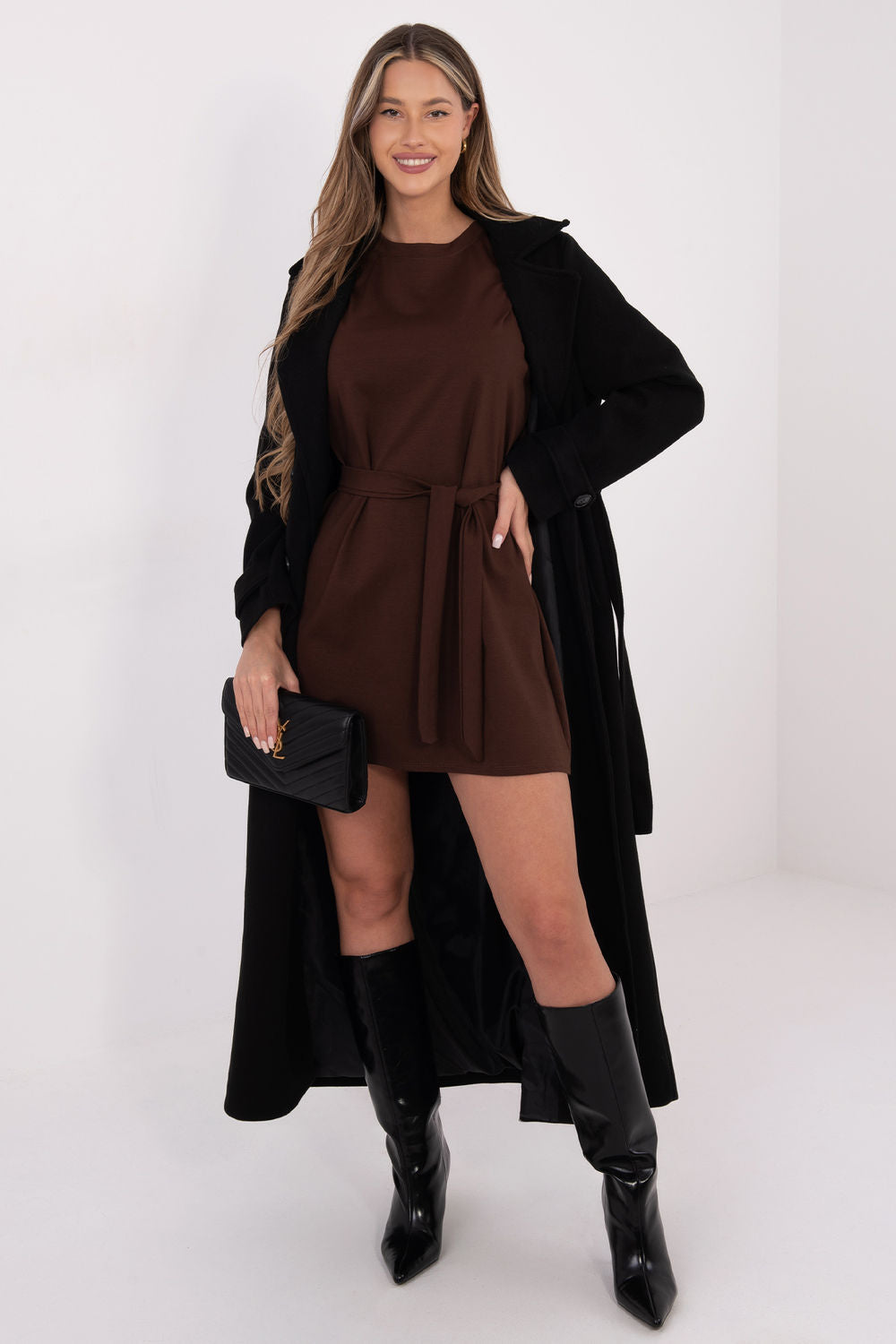Italy Moda Brown Mini Lace Dress - view 2