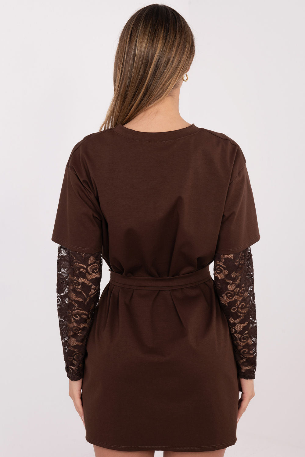 Italy Moda Brown Mini Lace Dress - view 3