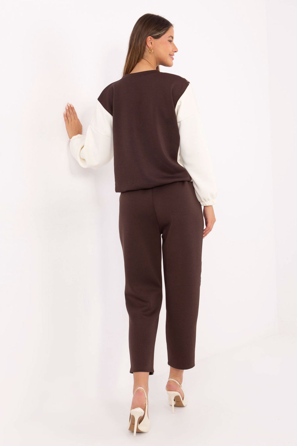 Italy Moda Brown Striped High Waisted Co-Ord Set - view 3