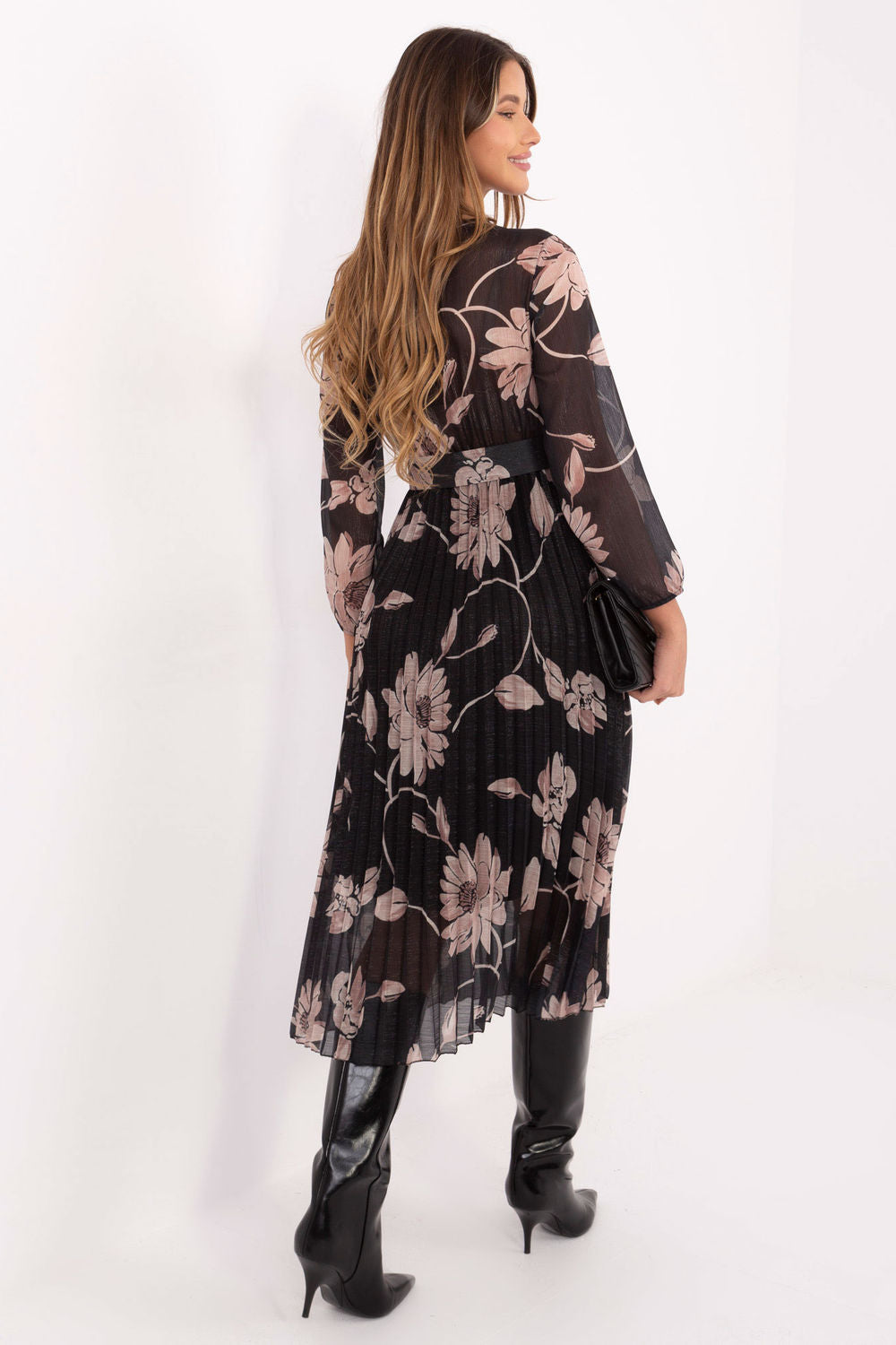 Italy Moda Black Midi Floral Dress - view 2