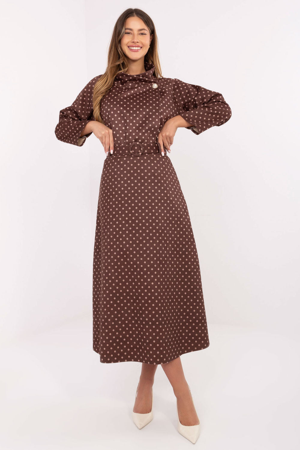 Italy Moda Brown Suede Midi Skirt
