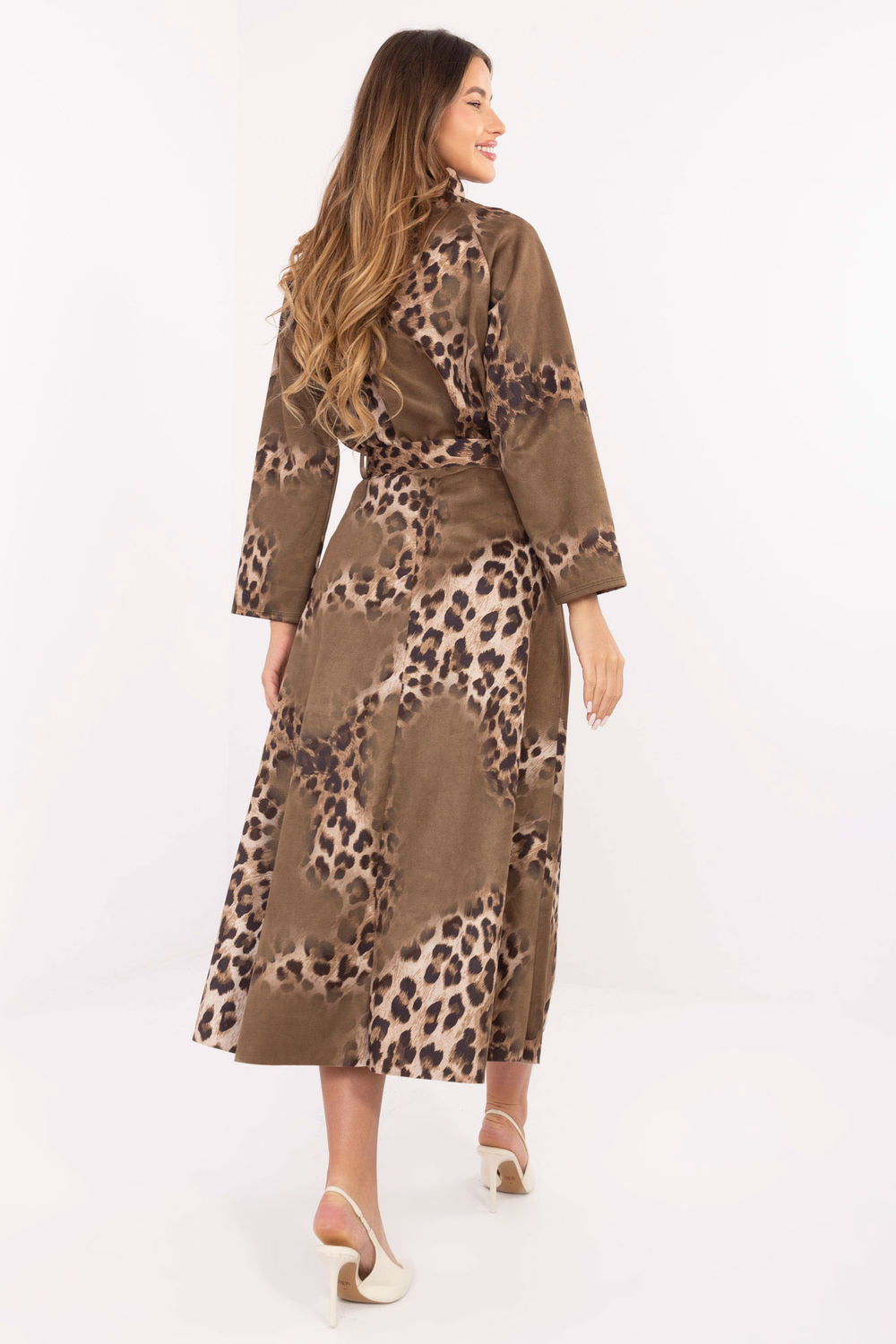 Italy Moda Khaki Suede Midi Skirt - view 3