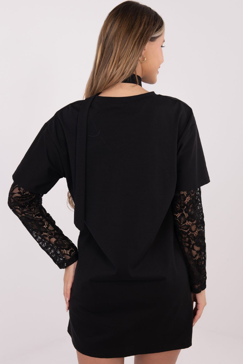Italy Moda Black Mini Lace Dress - view 4