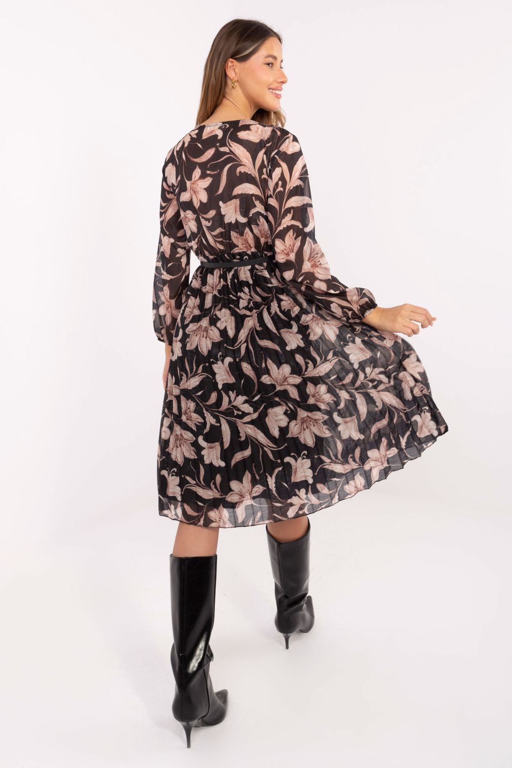 Italy Moda Brown Midi Floral Dress - view 3