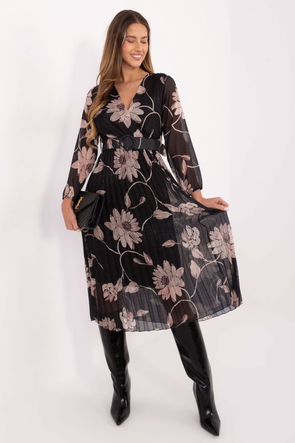 Italy Moda Black Midi Floral Dress - view 3