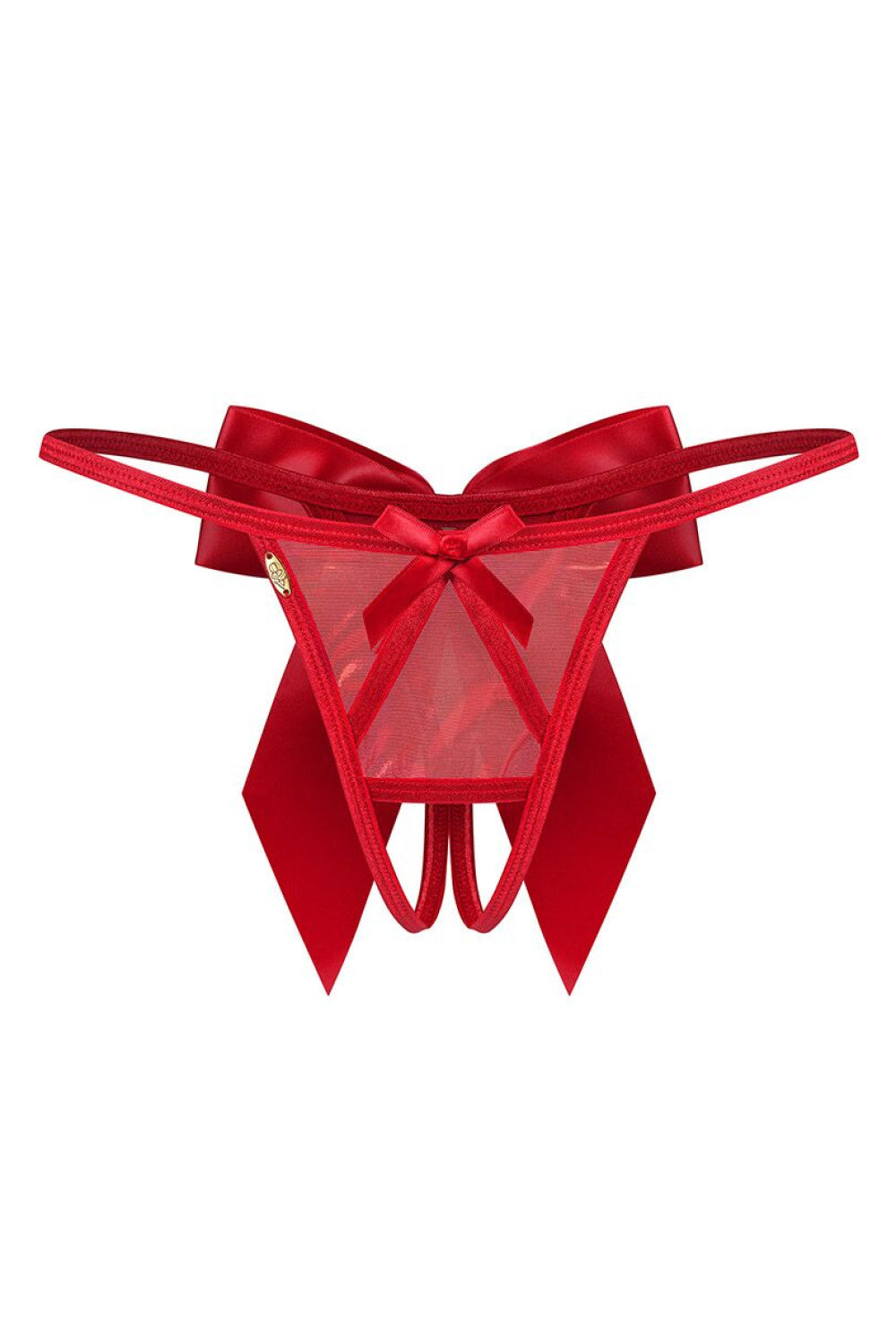 Obsessive Otwarte Gifty Red Satin Thong - view 2