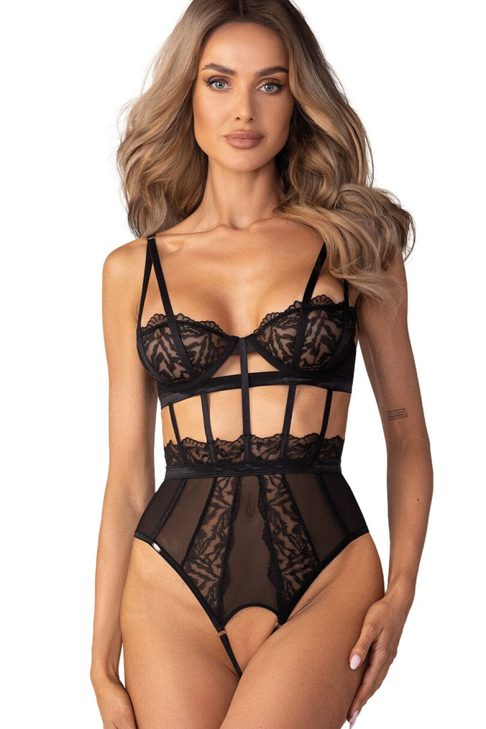 Obsessive Hersis Black Lace Padded Bodysuit