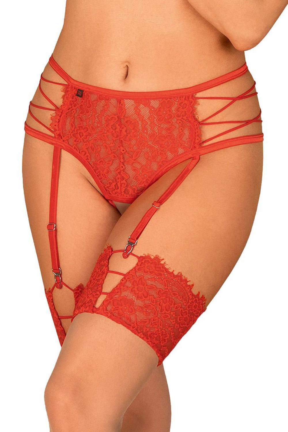 Obsessive Pas Rediosa Red Lace Suspender Thong