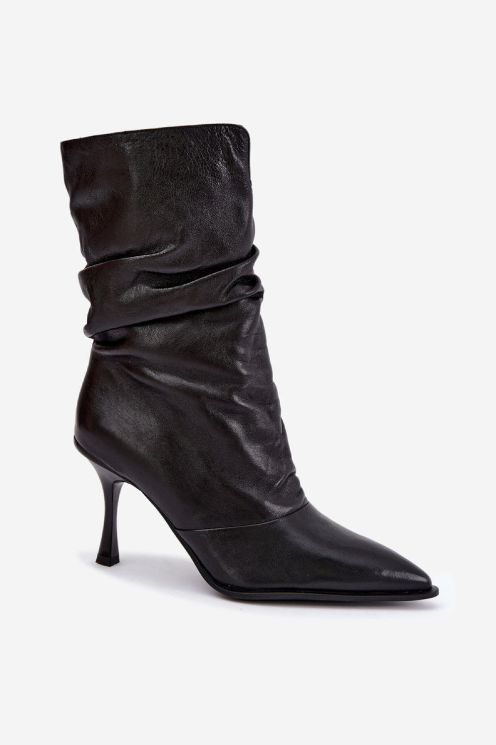 Step In Style Vinceza Black Slim Fit Leather Warm Lined Heeled Ankle Boots - view 2