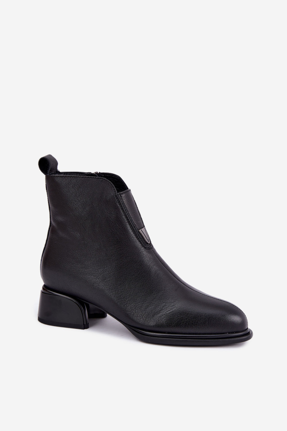 Step In Style Vinceza Black Leather Warm Lined Heeled Ankle Boots - view 2