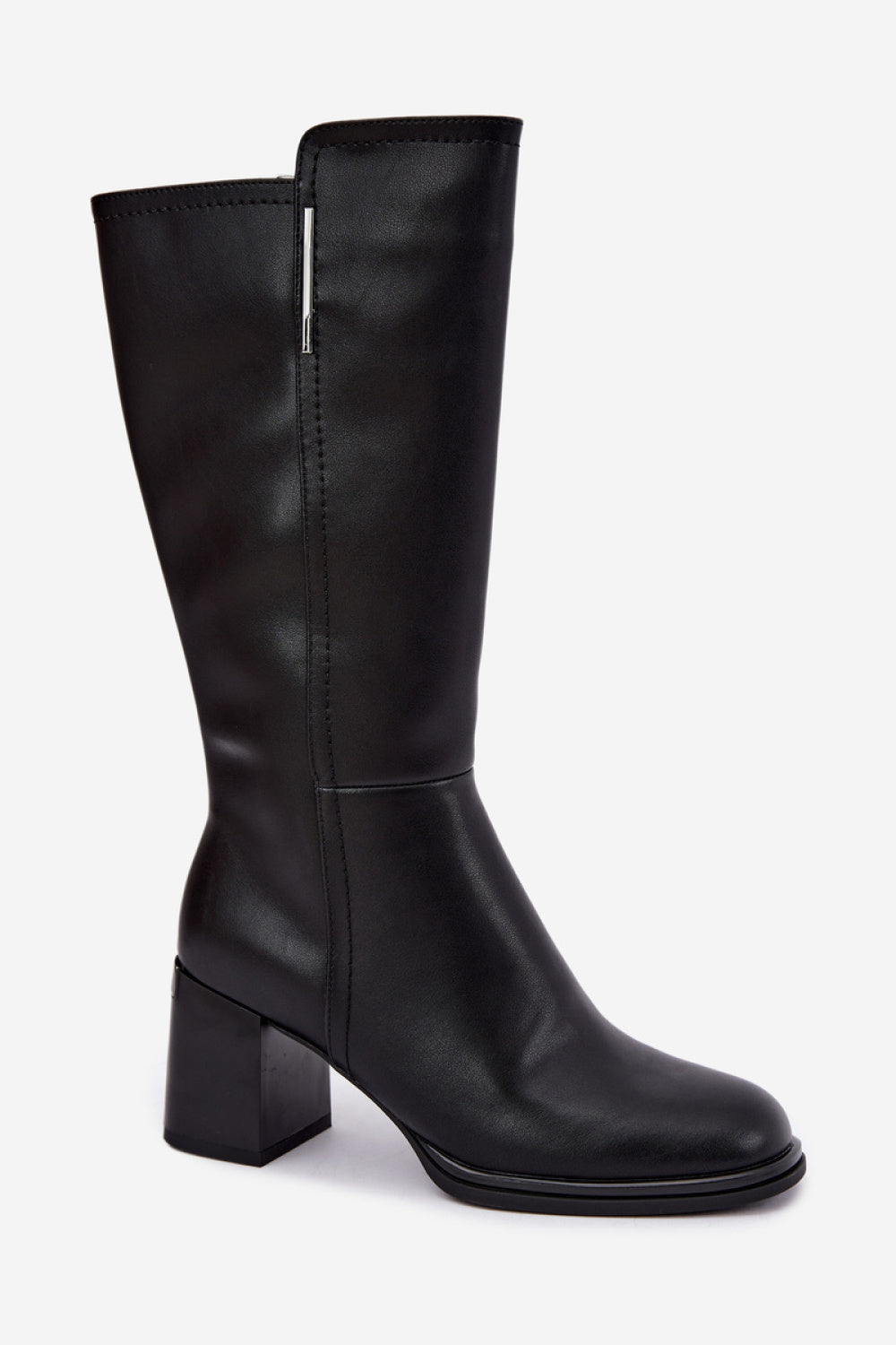 Step In Style Vinceza Black Leather Block Heel Warm Lined Heeled Ankle Boots - view 2
