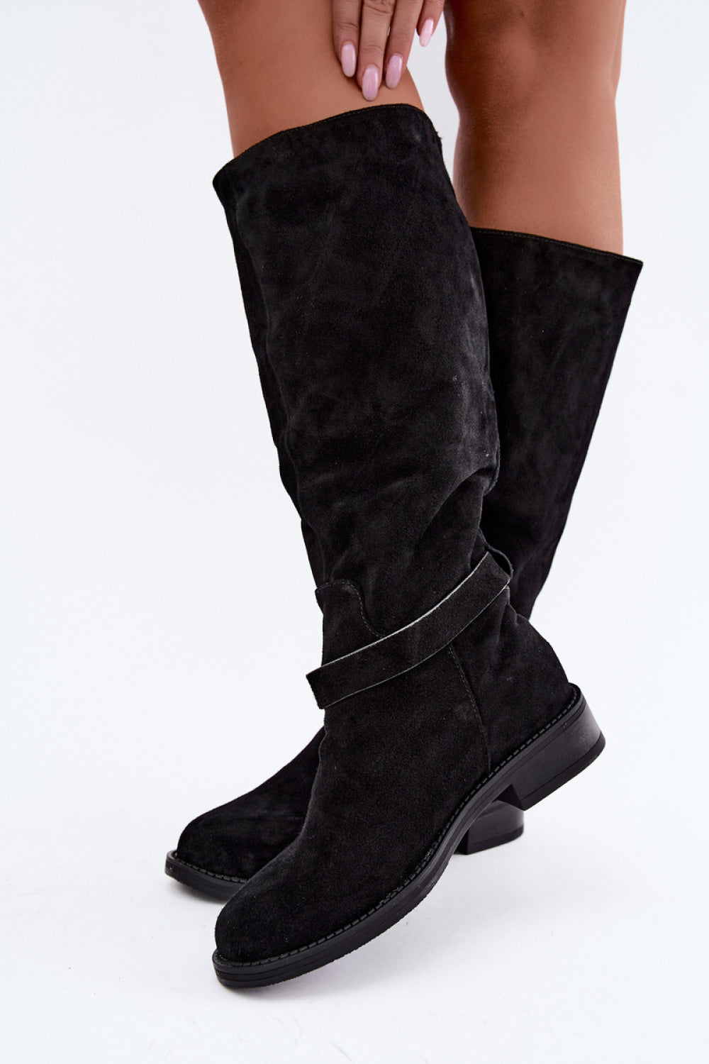 Step In Style Vinceza Black Suede Flat Over The Knee Boots - view 3