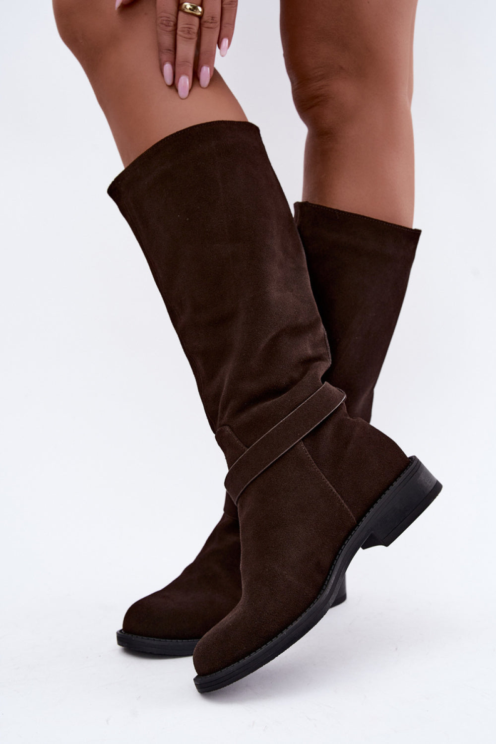 Step In Style Vinceza Chocolate Suede Flat Over The Knee Boots