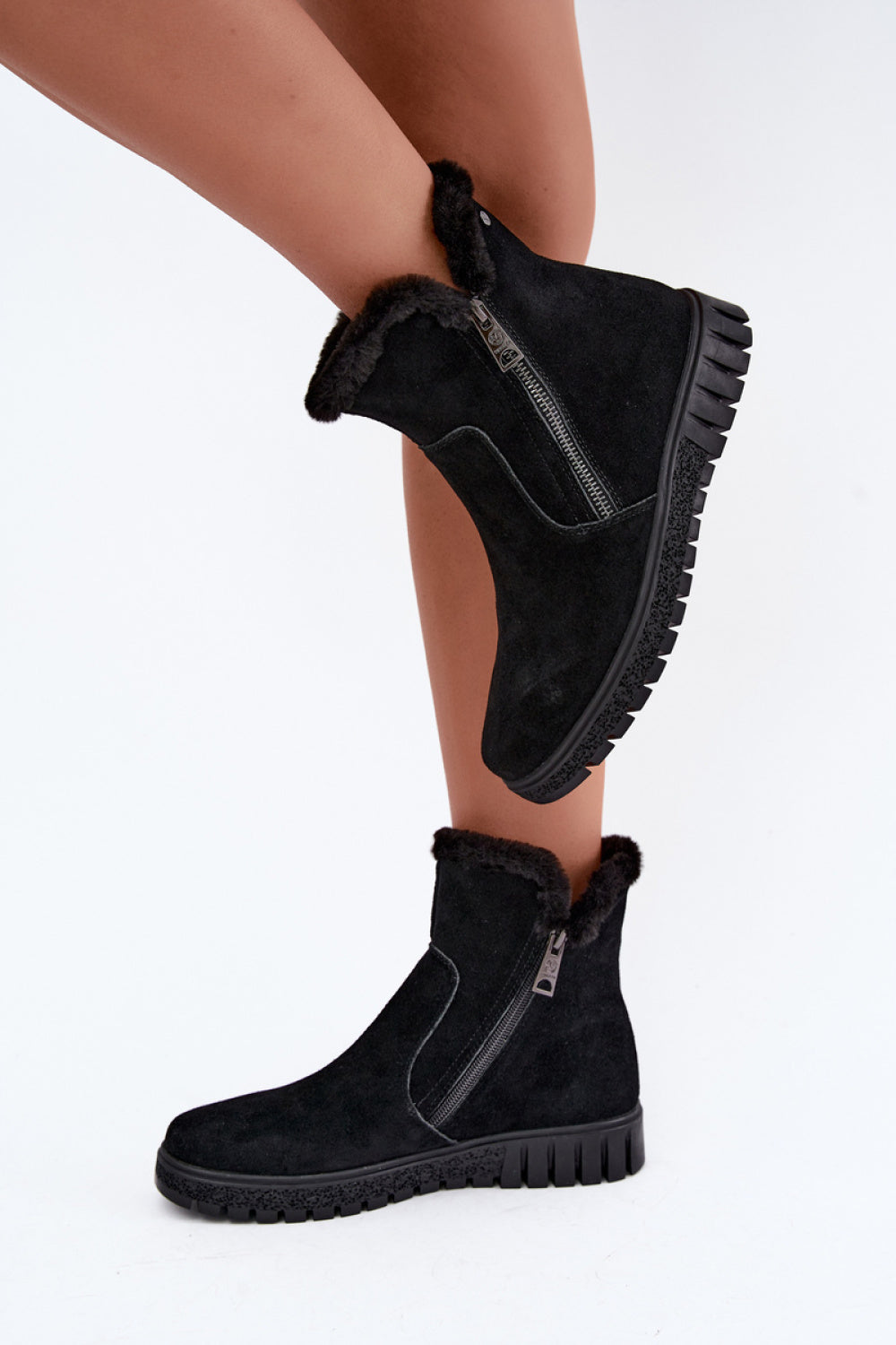 Step In Style Vinceza Black Suede Warm Lined Boots