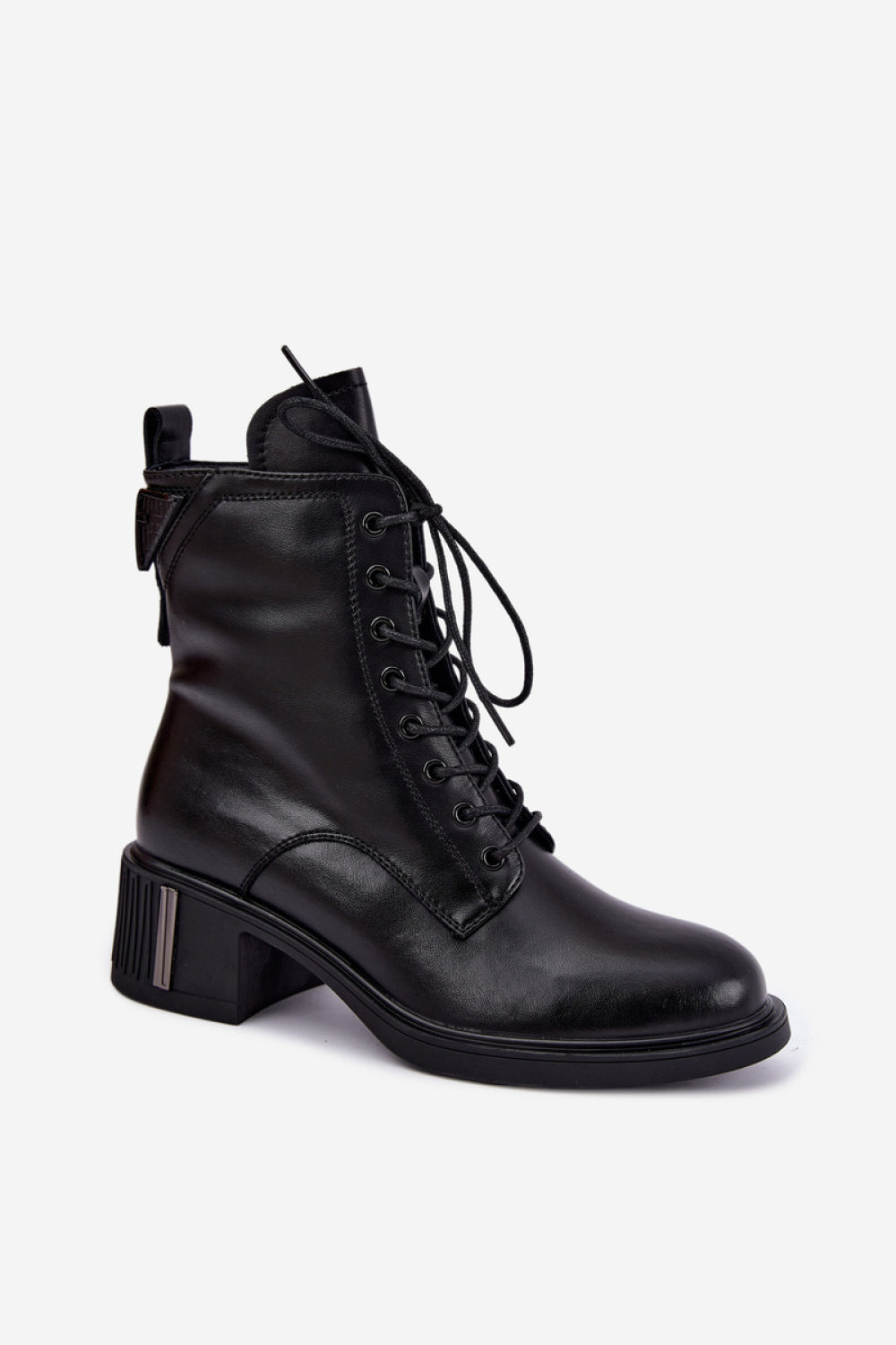 Step In Style Vinceza Black Leather Block Heel Heeled Ankle Boots - view 2