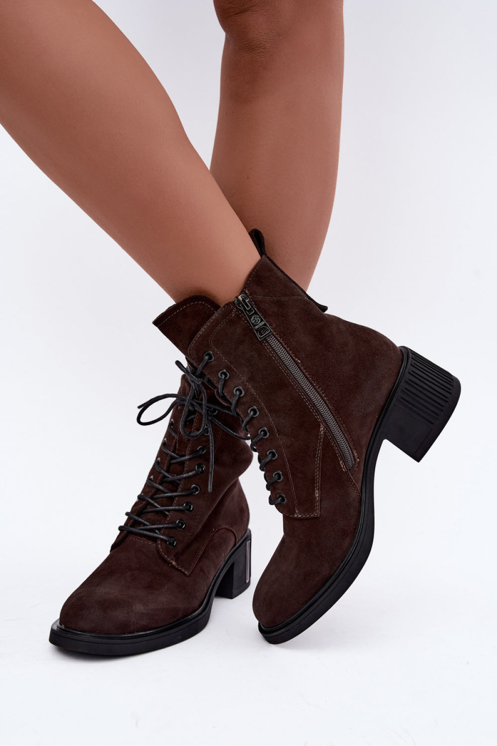 Step In Style Vinceza Chocolate Suede Block Heel Heeled Ankle Boots - view 3
