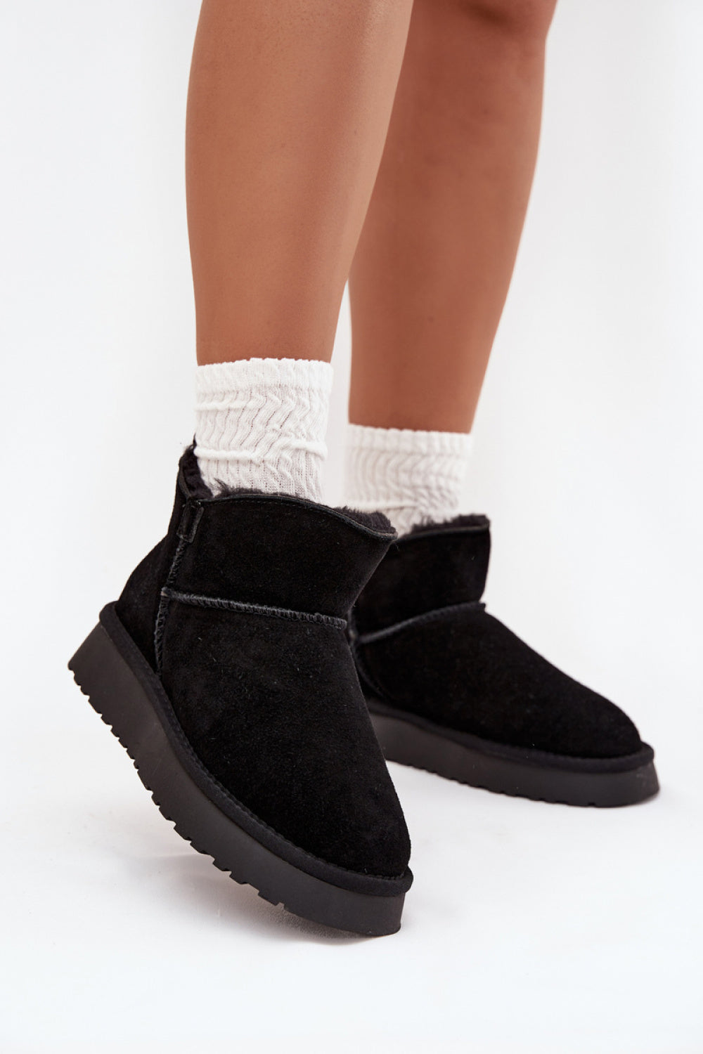 Step In Style Vinceza Black Suede Warm Lined Snow Boots