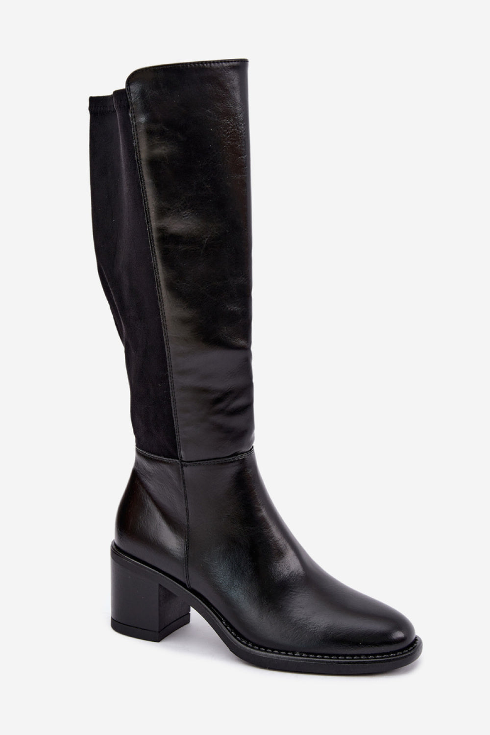 Step In Style Vinceza Black Faux Leather Block Heel Warm Lined Heeled Ankle Boots - view 2