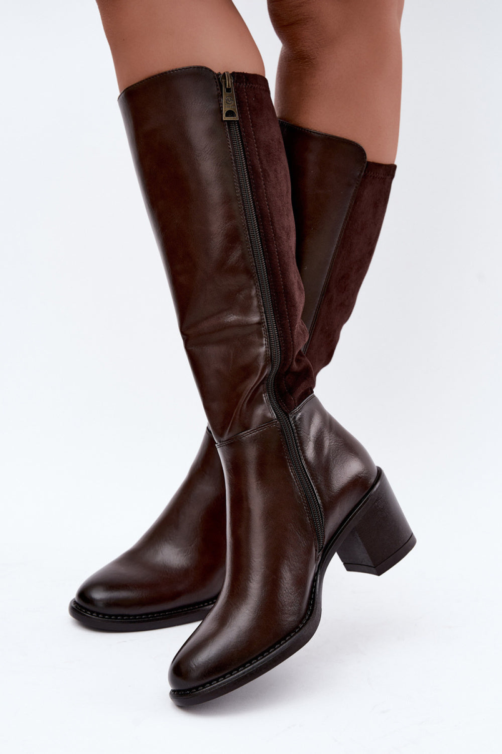 Step In Style Vinceza Chocolate Faux Leather Block Heel Heeled Ankle Boots - view 3